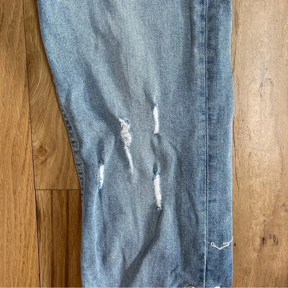 Anthro Pilcro and the Letterpress Floral Lace Up Raw Hem Slim Straight Jeans 30 - Picture 6 of 15